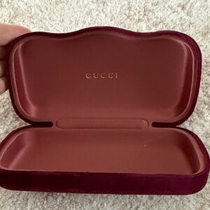 Gucci Burgundy Velvet Sunglasses Case with Gold Logo